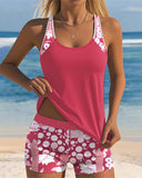 Women's Floral Two Piece Swimsuit – Tank Top Shorts Beach Set