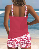 Women's Floral Two Piece Swimsuit – Tank Top Shorts Beach Set