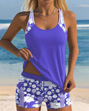 Women's Floral Two Piece Swimsuit – Tank Top Shorts Beach Set