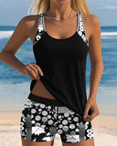 Women's Floral Two Piece Swimsuit – Tank Top Shorts Beach Set