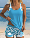 Women's Floral Two Piece Swimsuit – Tank Top Shorts Beach Set