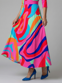 Women's Floral Wrap V Neck Midi – 3/4 Sleeve A-Line Wedding Guest Dress