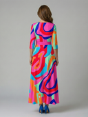Women's Floral Wrap V Neck Midi – 3/4 Sleeve A-Line Wedding Guest Dress