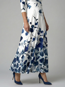 Women's Floral Wrap V Neck Midi – 3/4 Sleeve A-Line Wedding Guest Dress