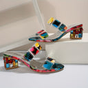 Women's Gem Clear Strap Mule Sandals – Jewel Block Heel Open Toe Party Shoes
