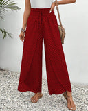 Women's Geometric Print Wide Leg Pants – Smocked Drawstring Waist Boho Pants