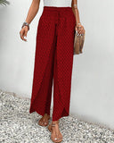 Women's Geometric Print Wide Leg Pants – Smocked Drawstring Waist Boho Pants