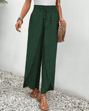 Women's Geometric Print Wide Leg Pants – Smocked Drawstring Waist Boho Pants