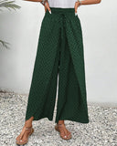 Women's Geometric Print Wide Leg Pants – Smocked Drawstring Waist Boho Pants