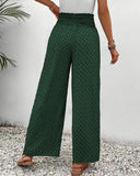 Women's Geometric Print Wide Leg Pants – Smocked Drawstring Waist Boho Pants