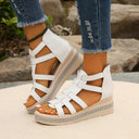 Women's Gladiator Strappy Platform Sandals – Zip Back Rhinestone Trim Open Toe