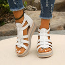 Women's Gladiator Strappy Platform Sandals – Zip Back Rhinestone Trim Open Toe