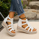 Women's Gladiator Strappy Platform Sandals – Zip Back Rhinestone Trim Open Toe