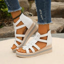 Women's Gladiator Strappy Platform Sandals – Zip Back Rhinestone Trim Open Toe