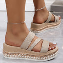 Women's Glitter Multi Strap Platform Sandals – Rhinestone Trim Open Toe Summer