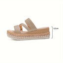 Women's Glitter Multi Strap Platform Sandals – Rhinestone Trim Open Toe Summer