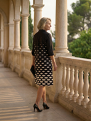 Women's Graduated Polka Dot Shirt Dress – Collared Roll Sleeve Button Front Knee Length