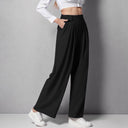 Women's High Waist Wide Leg Trousers – Pleated Front Tailored Work Pants