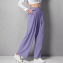 Women's High Waist Wide Leg Trousers – Pleated Front Tailored Work Pants