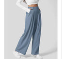 Women's High Waist Wide Leg Trousers – Pleated Front Tailored Work Pants