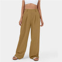Women's High Waist Wide Leg Trousers – Pleated Front Tailored Work Pants