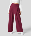 Women's High Waist Wide Leg Trousers – Pleated Front Tailored Work Pants