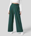 Women's High Waist Wide Leg Trousers – Pleated Front Tailored Work Pants