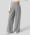 Women's High Waist Wide Leg Trousers – Pleated Front Tailored Work Pants