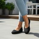 Women's Knit Ballet Flats – Slip On Ribbed Round Toe Flat Shoes Everyday Casual