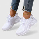 Women's Knit Low Top Chunky Sneakers – Lace Up Casual Everyday Walking Trainer