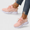 Women's Knit Low Top Chunky Sneakers – Lace Up Casual Everyday Walking Trainer