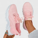 Women's Knit Low Top Chunky Sneakers – Lace Up Casual Everyday Walking Trainer