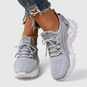 Women's Knit Low Top Chunky Sneakers – Lace Up Casual Everyday Walking Trainer
