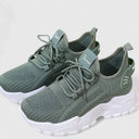 Women's Knit Low Top Chunky Sneakers – Lace Up Casual Everyday Walking Trainer
