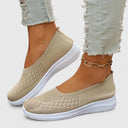 Women's Knit Slip On Ballet Flat Sneakers – Round Toe Casual Everyday Walking