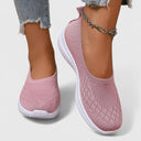 Women's Knit Slip On Ballet Flat Sneakers – Round Toe Casual Everyday Walking