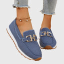 Women's Knit Slip On Sneakers – Square Toe Gold Horsebit Loafer Flatform Shoes