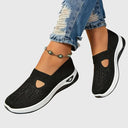 Women's Knit Slip On Wedge Sneakers – Cut Out Vamp Casual Everyday Walking Shoe