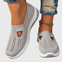 Women's Knit Slip On Wedge Sneakers – Cut Out Vamp Casual Everyday Walking Shoe