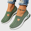 Women's Knit Slip On Wedge Sneakers – Cut Out Vamp Casual Everyday Walking Shoe