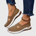 Women's Knit Slip On Wedge Sneakers – Cut Out Vamp Casual Everyday Walking Shoe