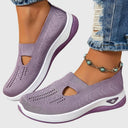 Women's Knit Slip On Wedge Sneakers – Cut Out Vamp Casual Everyday Walking Shoe