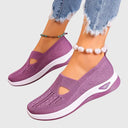 Women's Knit Slip On Wedge Sneakers – Cut Out Vamp Casual Everyday Walking Shoe