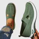 Women's Knit Slip On Wedge Sneakers – Cut Out Vamp Casual Everyday Walking Shoe