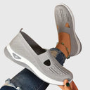 Women's Knit Slip On Wedge Sneakers – Cut Out Vamp Casual Everyday Walking Shoe