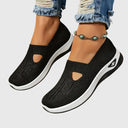 Women's Knit Slip On Wedge Sneakers – Cut Out Vamp Casual Everyday Walking Shoe