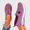 Women's Knit Slip On Wedge Sneakers – Cut Out Vamp Casual Everyday Walking Shoe
