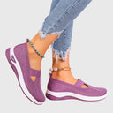 Women's Knit Slip On Wedge Sneakers – Cut Out Vamp Casual Everyday Walking Shoe