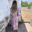 Women's Leopard Print Maxi – V Neck 3/4 Sleeve Pocket Casual Everyday Dress