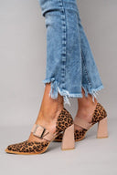 Women's Leopard Print Slingback Heels – Pointed Toe Wide Buckle Strap Block Heel